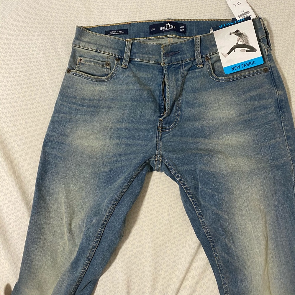All New Hollister Extreme Stretch Blue Fade Jeans